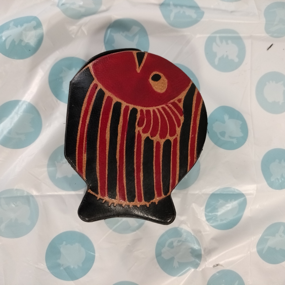 Red and Black Fish-Shaped Pet Accessory